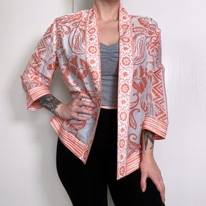 Chico's Border Print Peach Kimono